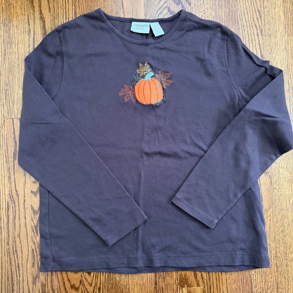 Baxter & Wells Brown Vintage Long Sleeved Tee Pumpkin Size XL